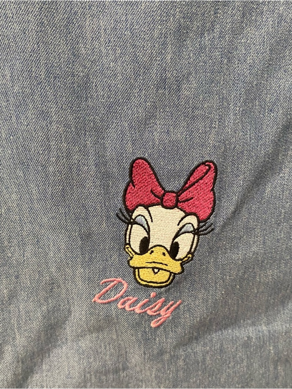 Disney Junior Minnie Mouse Dress Girls 6X Denim Chambray Appliqué Daisy Duck NEW - Picture 4 of 5